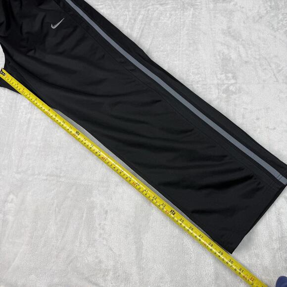 Y2K Nike Dri-Fit Track Pants Black Stripes Size L Baggy Relaxed Straight Leg - Picture 7 of 9